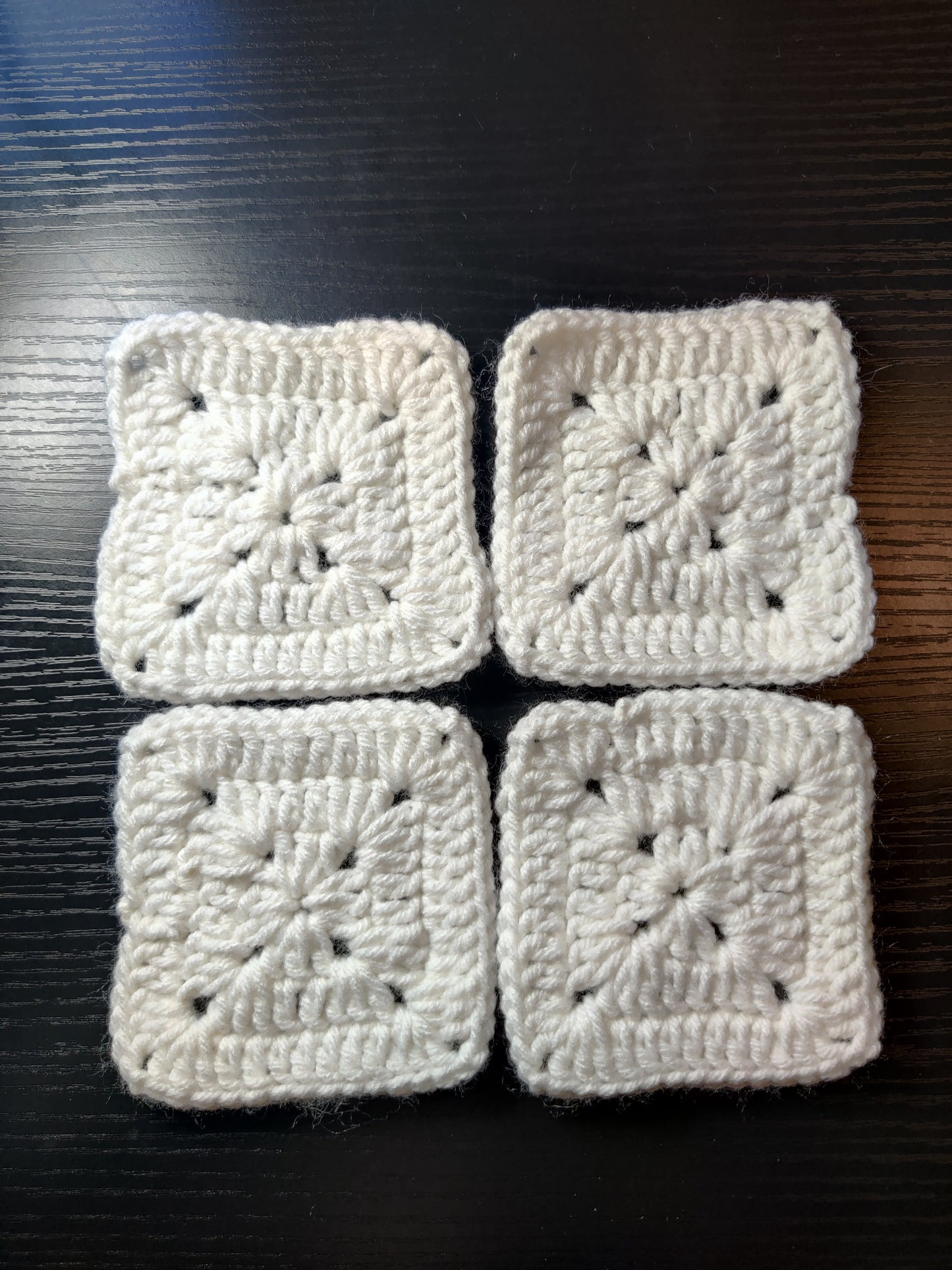 4" x 4" White Granny squares