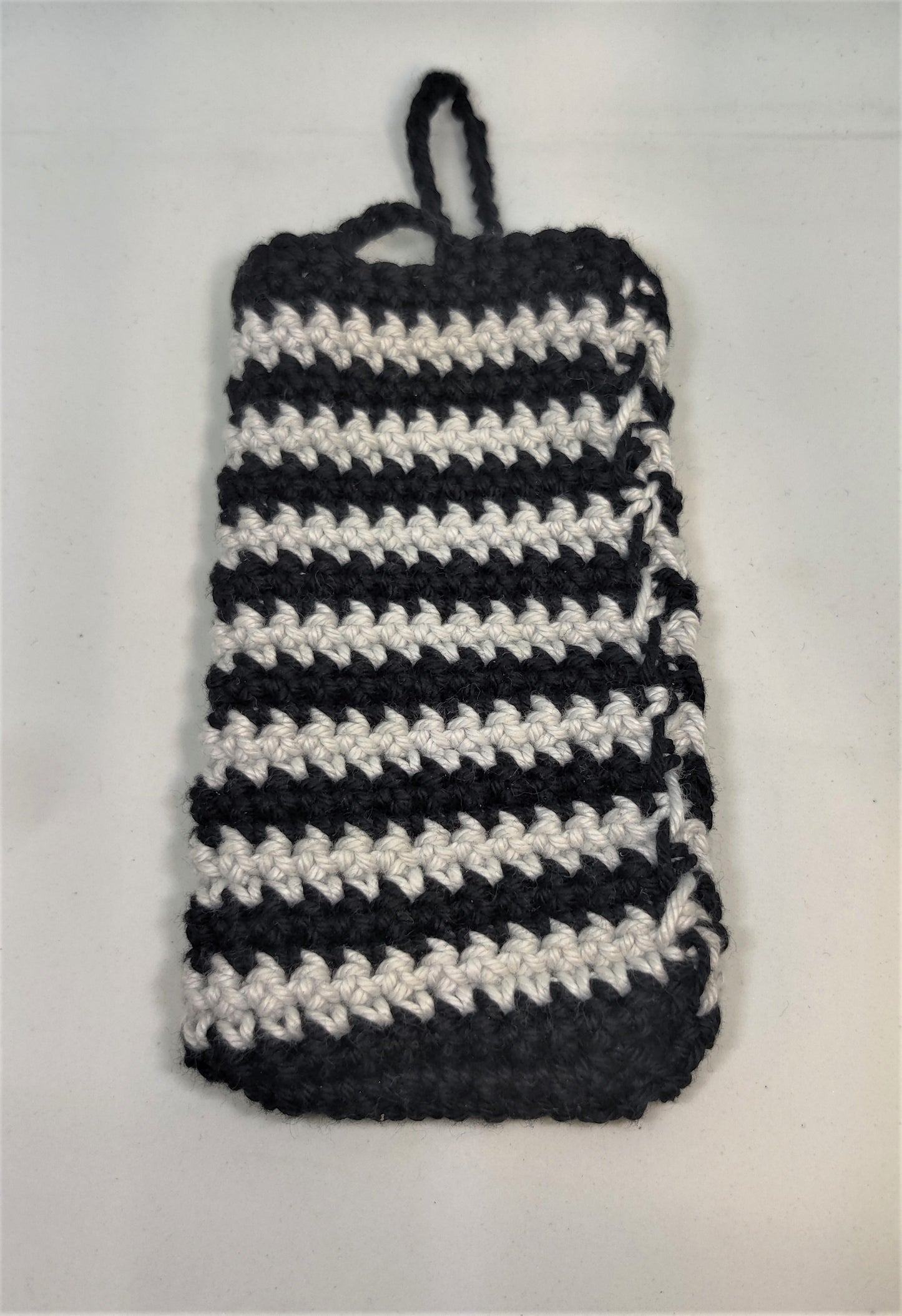 Black and White Crochet Soap Rag Bag