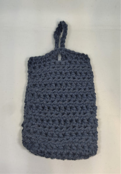 Navy Blue Crochet Rag Soap Bag