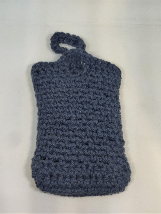 Navy Blue Crochet Rag Soap Bag Version 2