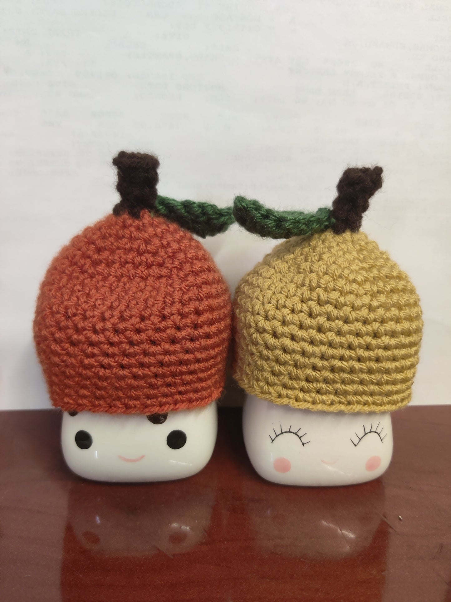 Crochet Pumpkin Marshmallow Mug Hats
