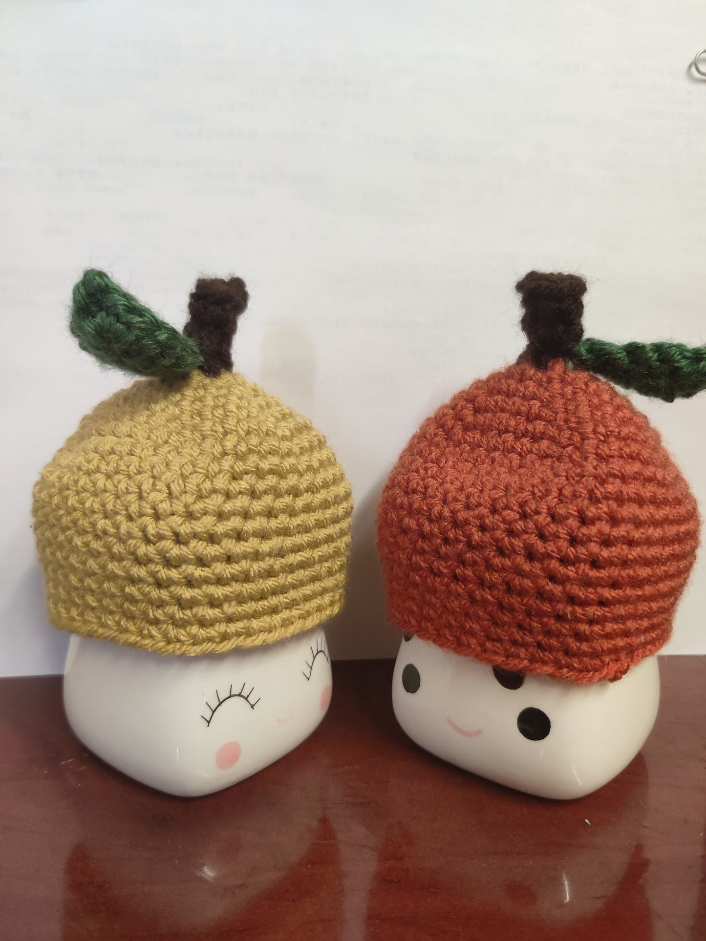 Crochet Pumpkin Marshmallow Mug Hats