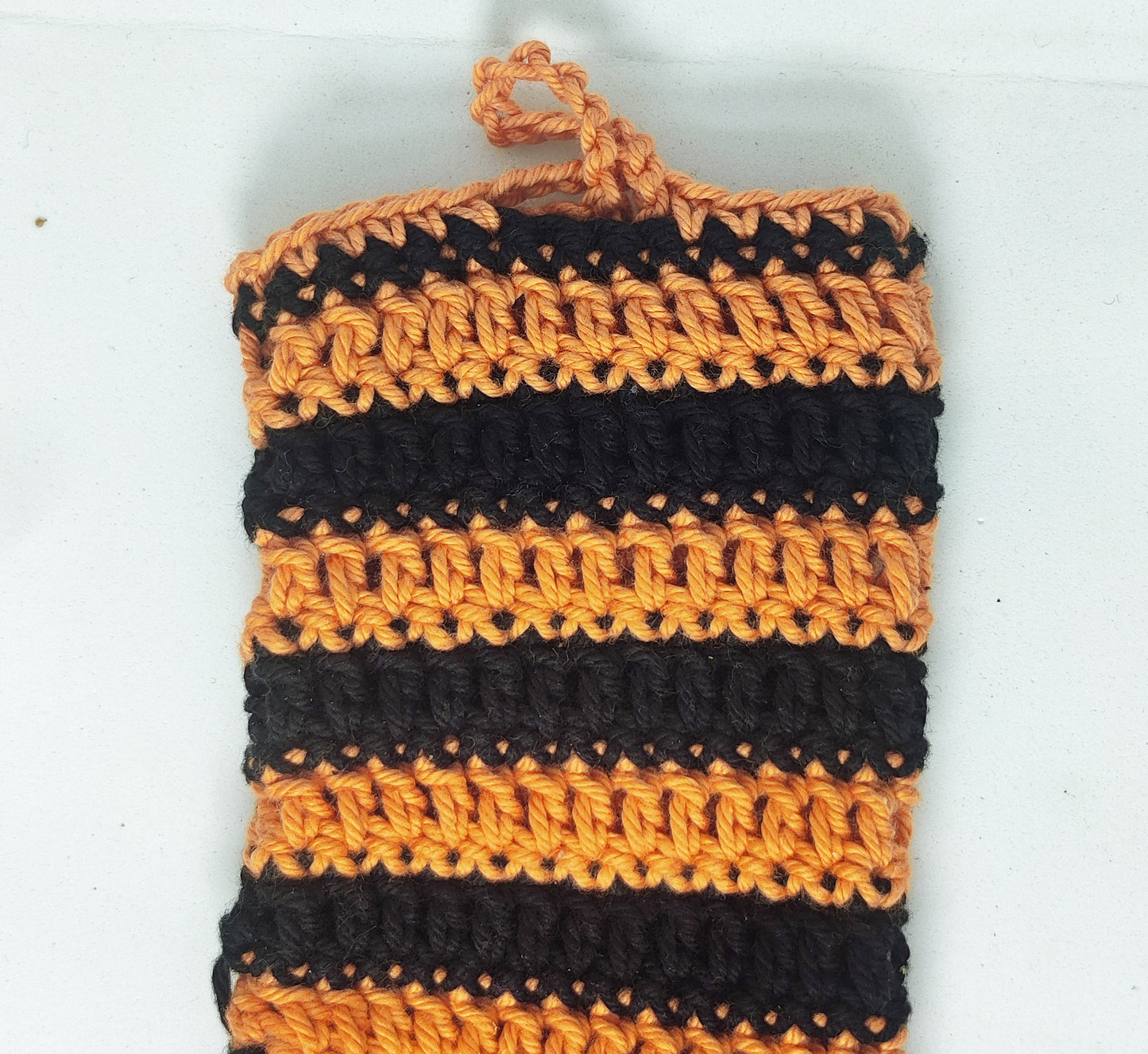 Black and Orange Crochet Soap Rag Bag